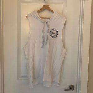 White cutoff hoodie with pockets!